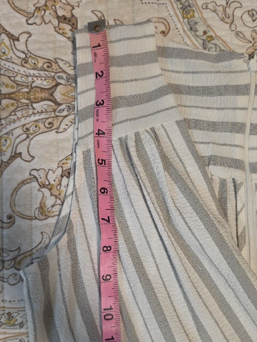 Calvin Klein White and Light Gray Striped Wrap Maxi Dress with Tie Waist - Picture 14 of 16